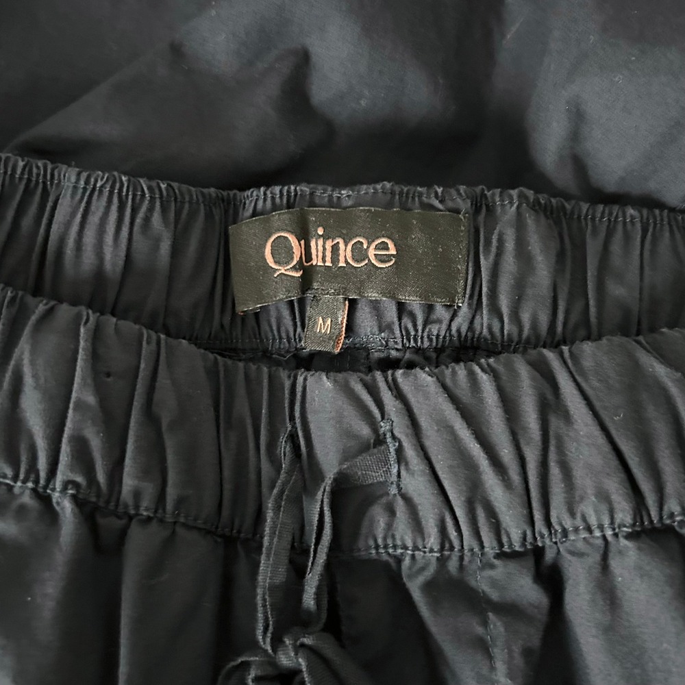 Quince Womens Navy Blue 100% Organic Cotton Poplin Pull On Pants Size Medium - Picture 5 of 7